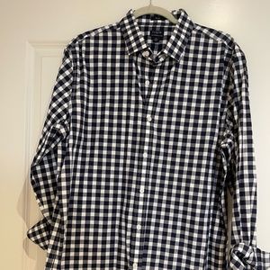 Navy/White Gingham Plaid J.Crew Men's Button Up Shirt - Size: XL